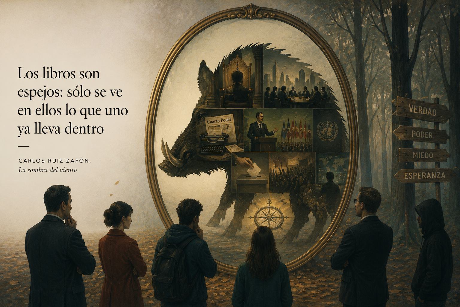 Ilustración: los libros son espejos, solo se ve en ellos lo que uno ya lleva dentro
